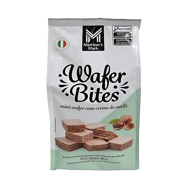 Mini Biscoito Italiano Wafer Bites Com Recheio Avelã 400g-Loreto