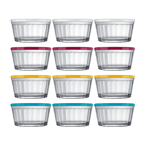 Tigela Americano C/ Tampa 600ml - Kit 12 Unidades-Loreto