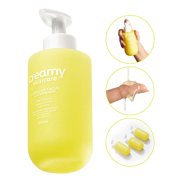 Creamy Skincare Limpador Facial Glicerinado 200ml Limpeza Profunda-Loreto
