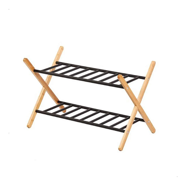 Sapateira 2 Andares Rack Vertical Multiuso Organizador Preto-Loreto