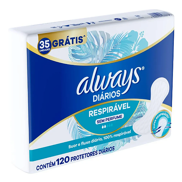 Protetor Diário Always Respirável Sem Perfume - 120un-Loreto