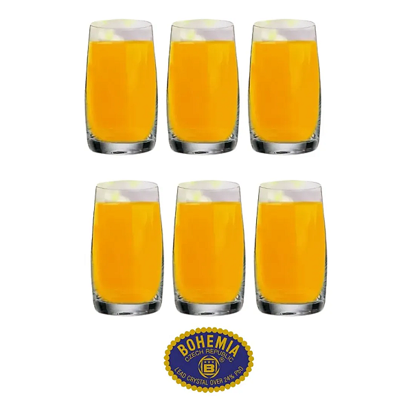 Jogo 6 Copos Cristal Bohemia Titanium Água Suco Drink 380ml - Cristal-Loreto