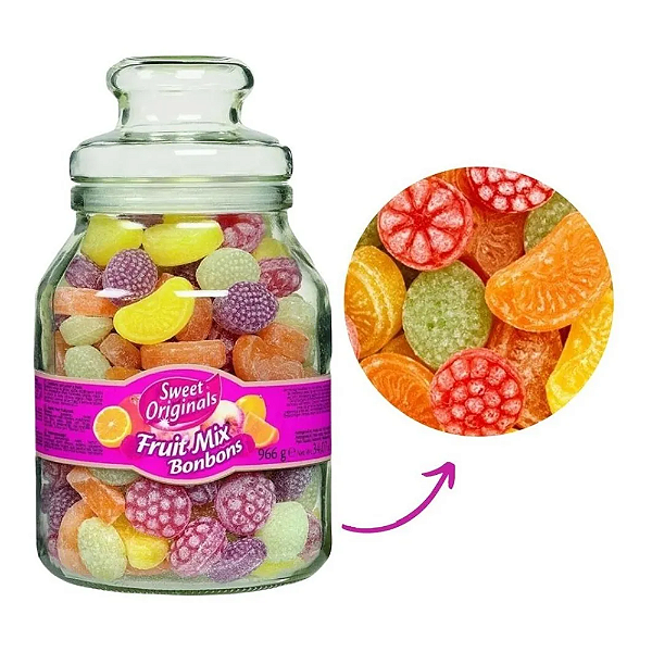 Bala Fruta Sortida Sweet Originals Vidro 966g-Loreto