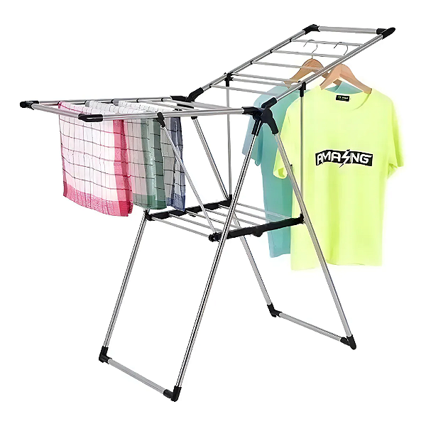 Varal De Chão Portátil Aço Inox Dobrável Prático Eficiente-Loreto