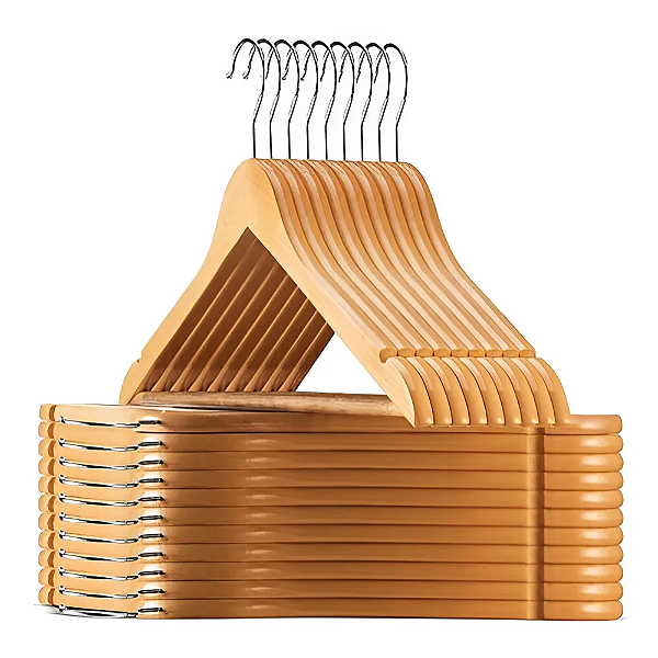 Cabide De Madeira Premium 16 Peças Atacado Marfim Resistente-Loreto