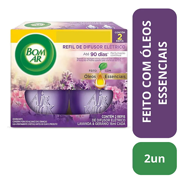 Pack Difusor Elétrico Lavanda E Gerânio Refil 2x16ml Bom Ar-Loreto