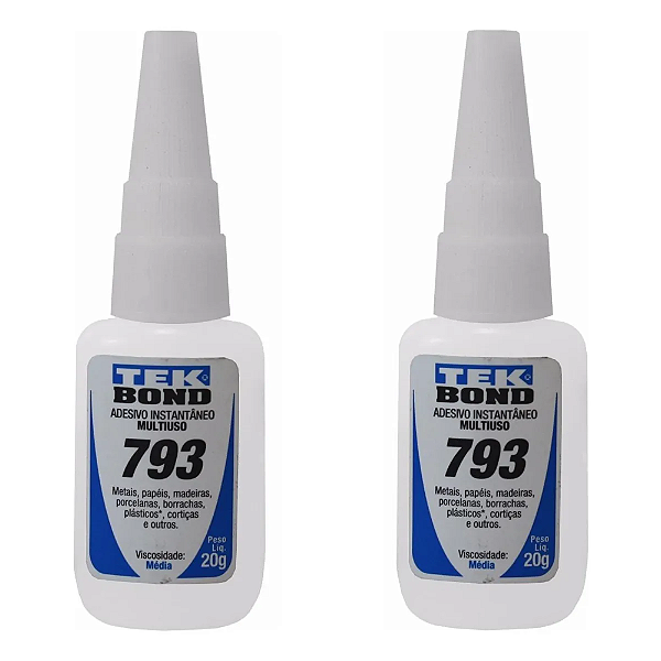 Cola Instantânea Tek Bond 793 20g Adesivo 2 Unidades Branco-Loreto