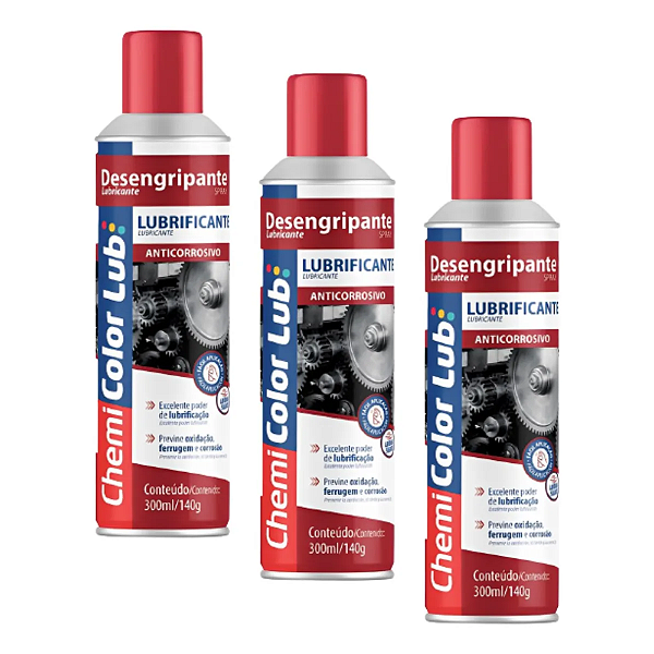 Kit 3 Desengripante Lubrificante Anticorrosivo Chemicolor 300ml