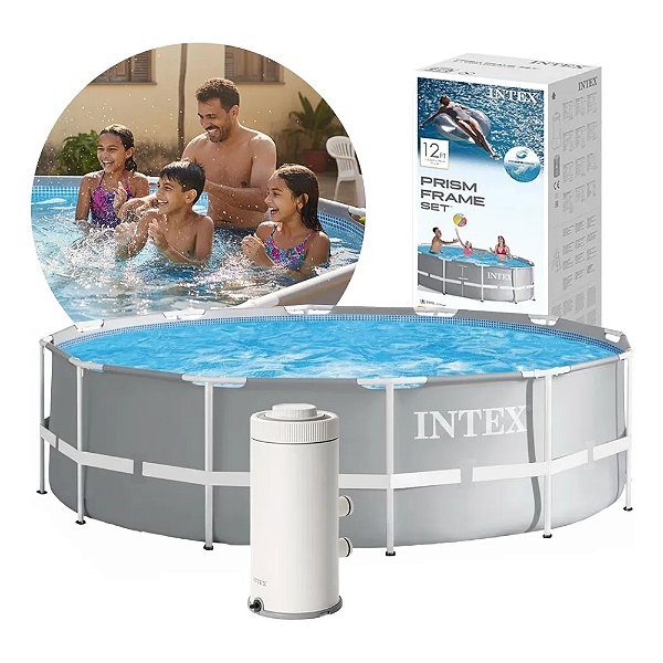 Piscina Intex 6.503 Litros Estrutural Azul Armação C Filtro