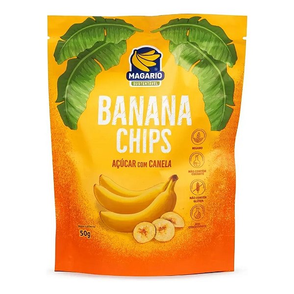 Chips Banana Açúcar Canela Magario 50g
