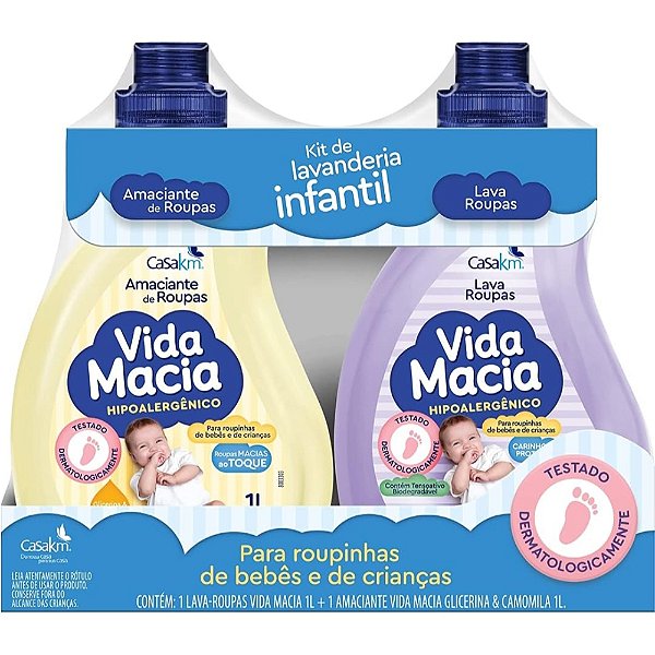 Kit Vida Macia Lavanderia Infantil Hipoalergenico