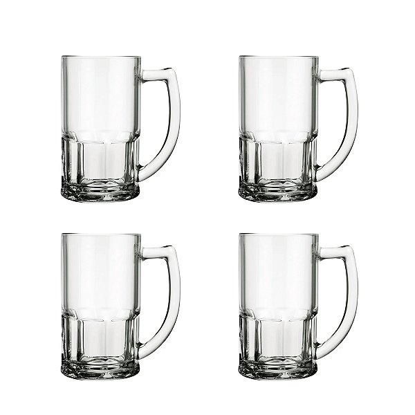 kit 04 Canecas De Vidro Bristol 340ml - Chopp Cerveja