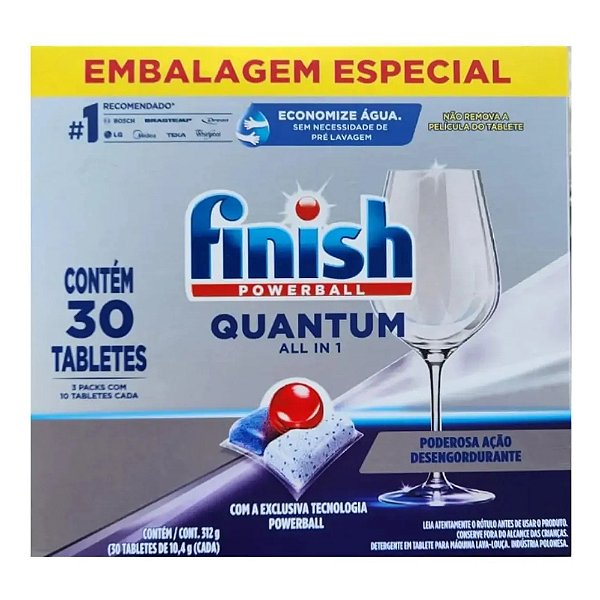 Finish powerball Quantum Detergente Lava-louças em tabletes 30un