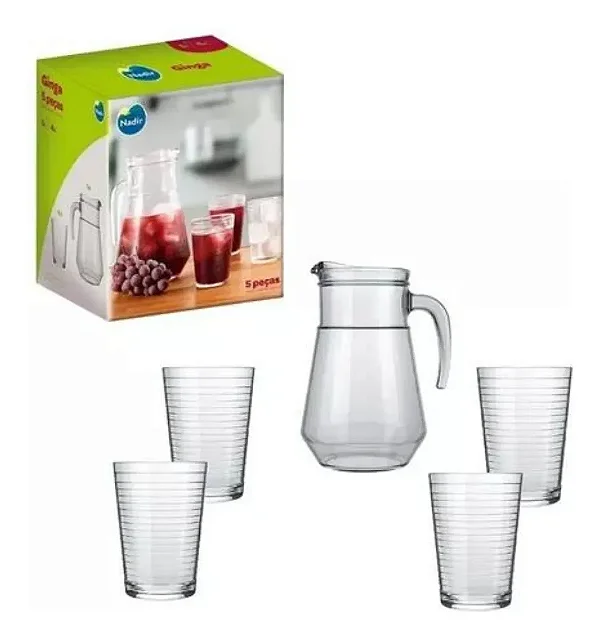 Jogo De Jarra E Copos De Agua E Suco Ginga Nadir 5 Peças