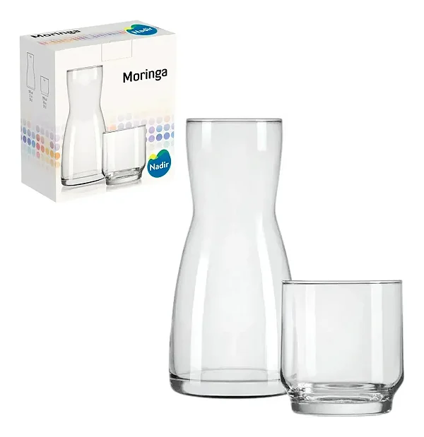 Moringa 500 Ml Em Vidro Simples Com Copo 290 Ml Suco Nadir Branco