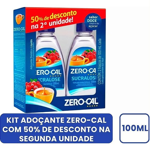 Adoçante Zero Cal Sucralose Líquido S/glúten 100ml - Kit 2