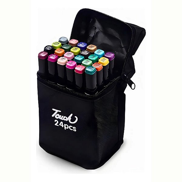 Conjunto 24 Cores Canetas Permanente Marcador Ponta Dupla