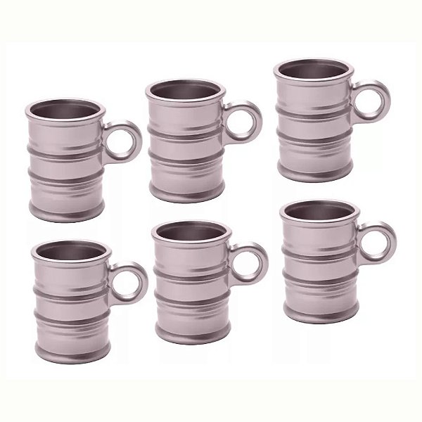 Conjunto 6 Canecas De Vidro Vintage Rosa 95ml - Lyor
