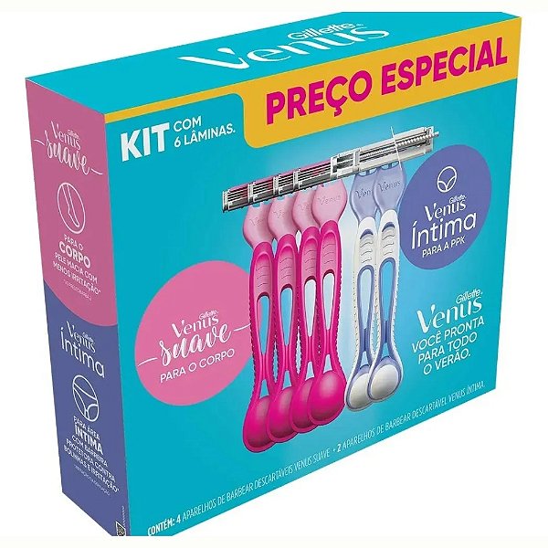 Gillette Venus Suave Kit 4 Unidades + Venus Íntima 2 Unidade