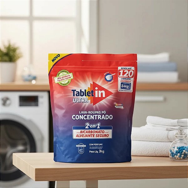 Lava Roupas Pó Concentrado Tablet In Ultra 2 Em 1 3kgs