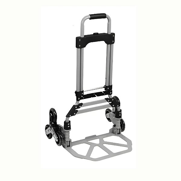 Carrinho Carga Alumínio Dobrável Com Roda Tripla Cinza