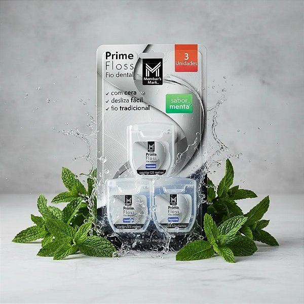 Fio Dental Prime Floss Member's Mark 3 Unidades de 125m Cada