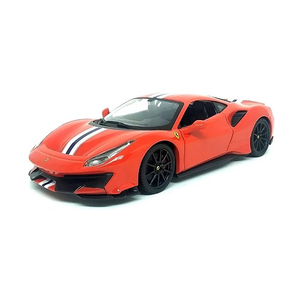 Miniatura Carro Ferrari 488 Pista 1:24 Bburago Metal Colecionável Vermelho