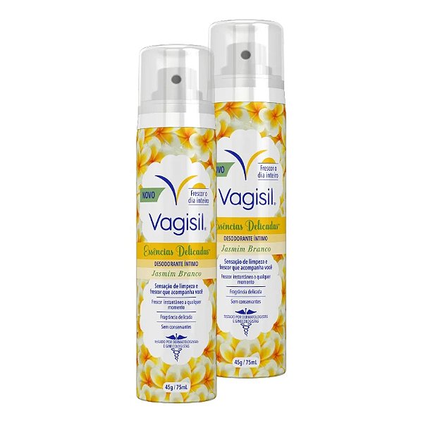 Kit 2 Desodorantes Íntimos Vagisil Jasmim Branco 45g/75ml
