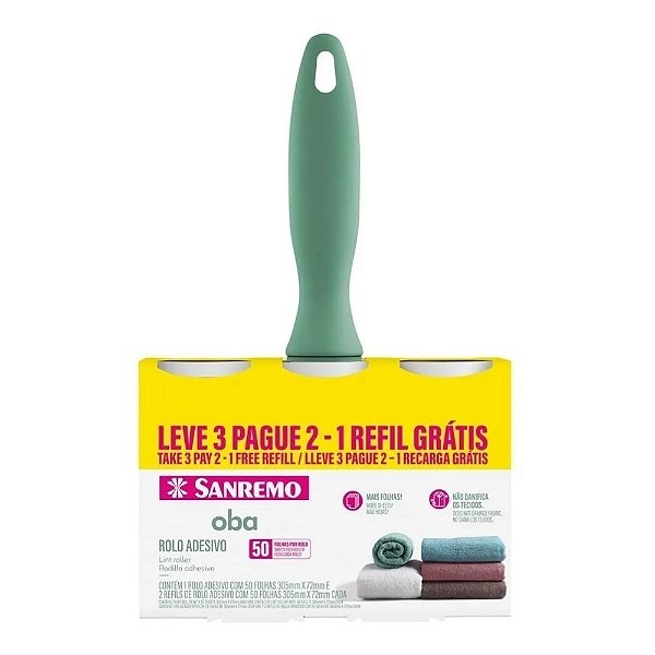 Tira Pelo Roupa Rolo Adesivo Limpa Roupas Sofa Cama Leve3pg2 Cor Cabo Verde