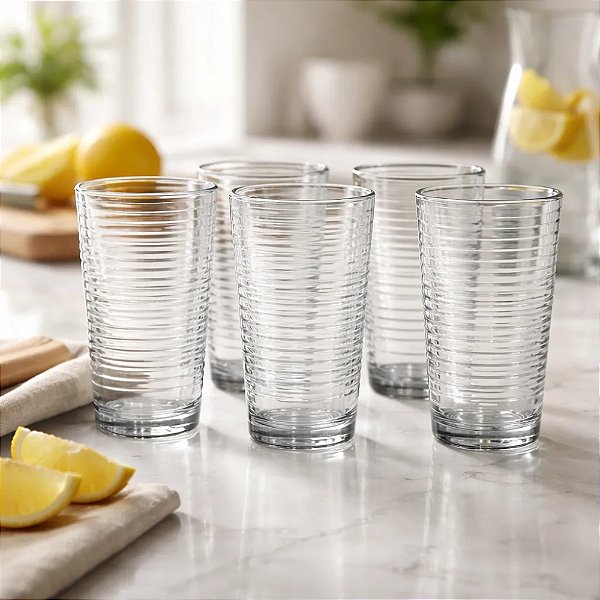 Jogos De 06 Copos De Vidro suco Agua 485ml Doro Pasabahce