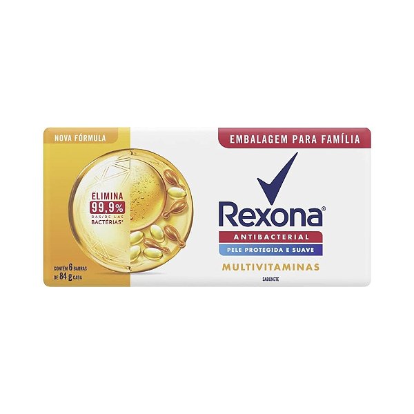 Sabão Em Barra Rexona Antibacterial Multivitaminas De 84 G Pacote X 6