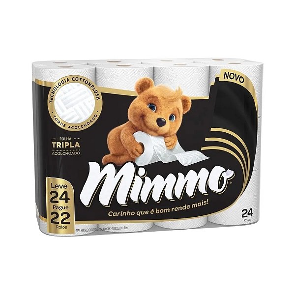 Papel Higiênico Folha Tripla Neutro 20m 24 Rolos Mimmo