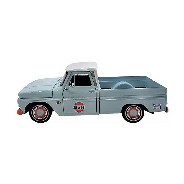 Motormax 1:24 1966 Chevy C-10 Fleetside Gulf Pickup, cor azul