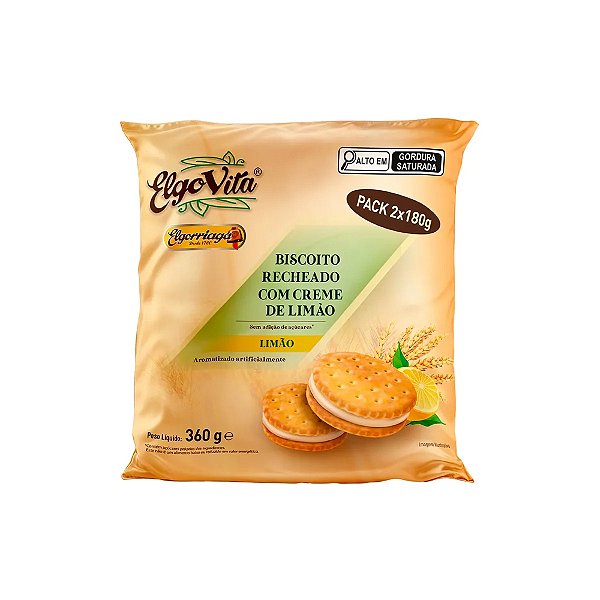Biscoito Recheado Sabor Limão Elgorriaga Elgovita Sem Açucar