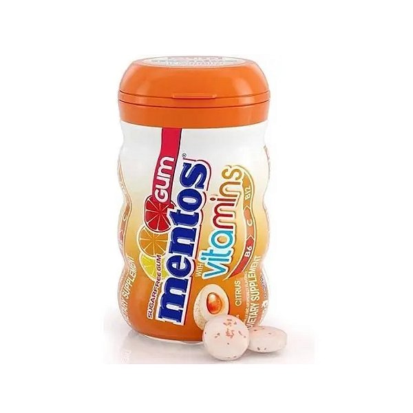 Goma De Mascar Citrus Zero Açúcar Mentos Vitamins Pote 48g