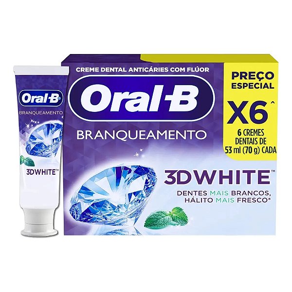 Pasta De Dente Oral-b 3d White Branqueadora, 6 Unidades De 7
