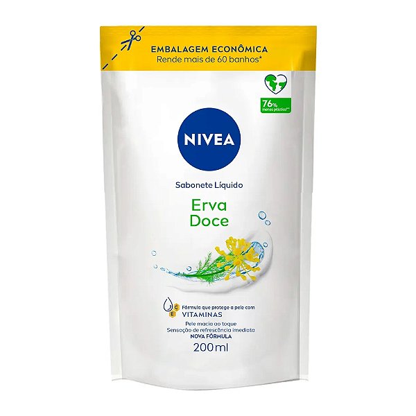 Nivea Sabonete Líquido Erva Doce 200ml, Limpeza Corporal