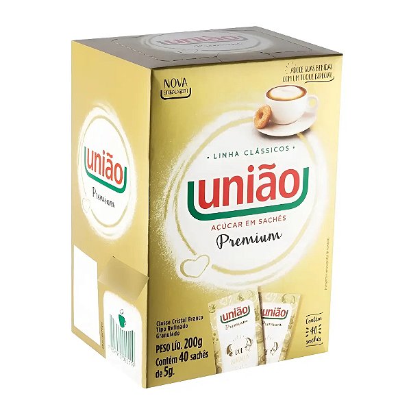 Açúcar União Premium Sachê 200g Com 40 Sachês