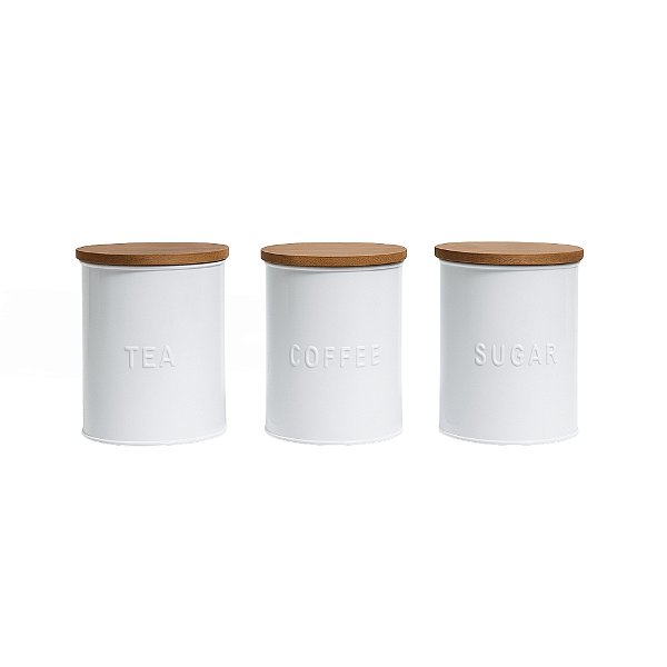 Conjunto Potes Armazenamento Branco 3 Peças Member's Mark