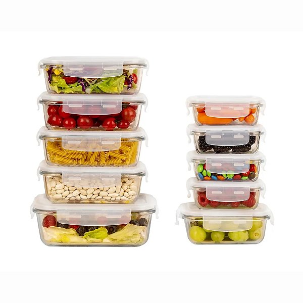 Conjunto De 10 Potes Vidro Keep Fresh Member's Mark