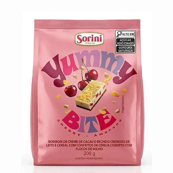 Bombom De Chocolate Cereal Cereja Yummy Bite 200g