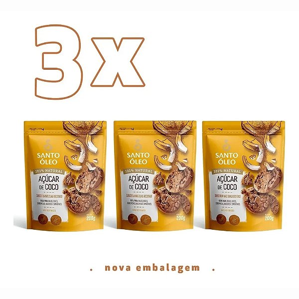 Kit 3un Açúcar De Coco 200g Santo Óleo