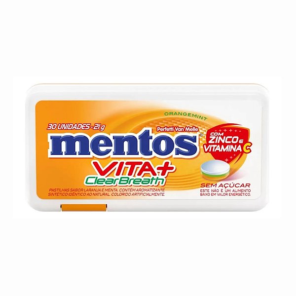 Bala Mentos Clear Breath Vita + Orange Mint 30 Pastilhas