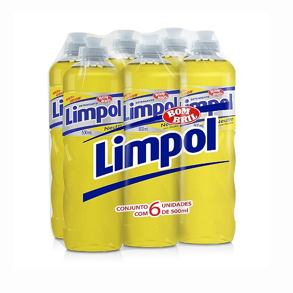 Detergente Líquido Limpol Neutro 500ml Pack 6 Unidades