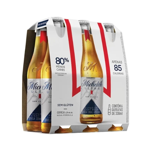 Pack 06un Cerveja Michelob Ultra Long Neck 330ml