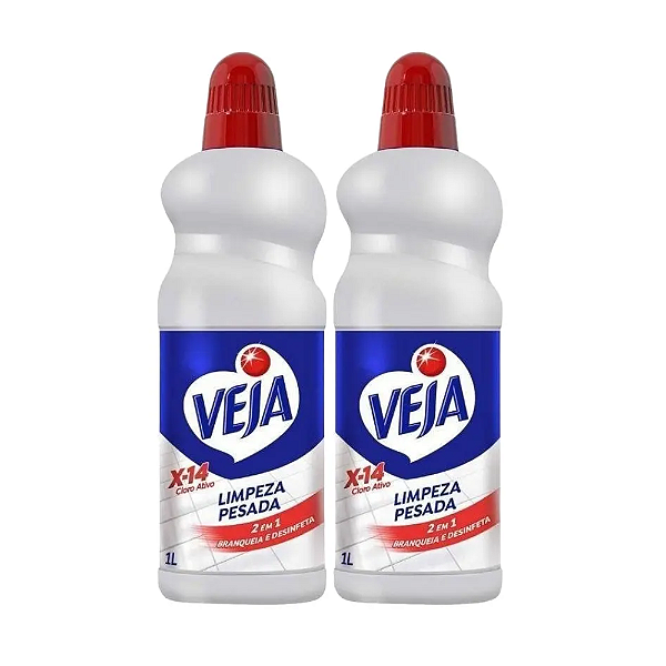 Pack Veja X-14 Limpeza Pesada 1l Cloro Ativo C/2