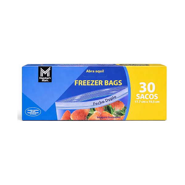 Saco Freezer Bags Fecho Duplo Médio 17,7x19,5cm Member's Mar