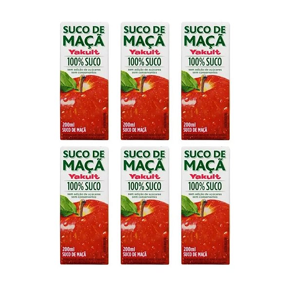 Suco de Maçã 100% Fruta Yakult Pack 06 Unidades 200ml Cada