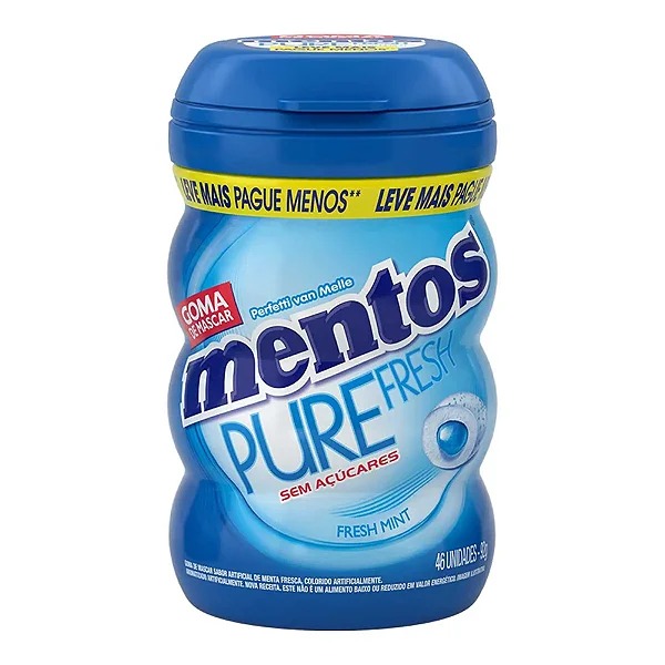 Chiclete Big Mentos Garrafa Fresh Mint Pure Fresh 92g-Loreto