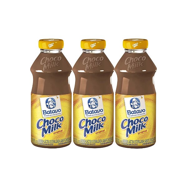 Bebida Láctea Uht Choco Milk Garrafa Batavo 200ml Kit 3 Unid